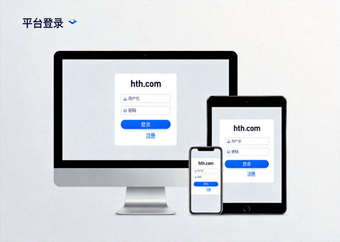 hth.com平台登录与注册服务展示 - 干净简洁的登录界面在多种设备上显示